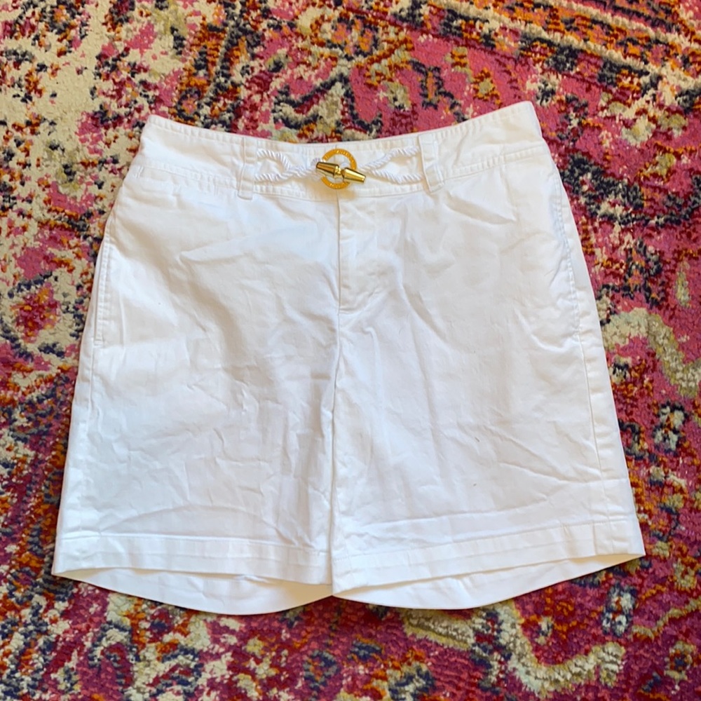 Lauren Ralph Lauren White Cotton Nautical Shorts W/ Rope Belt size S